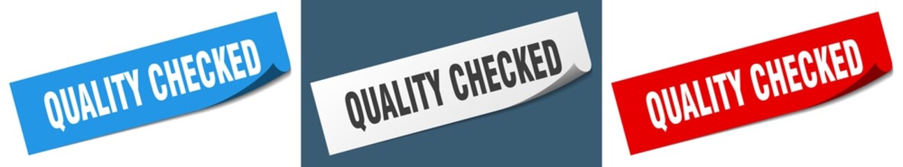 quality checked paper peeler sign set. quality checked sticker