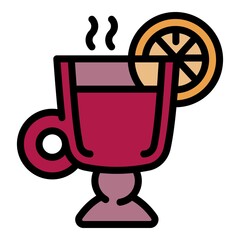 Mulled wine winter cup icon. Outline mulled wine winter cup vector icon for web design isolated on white background