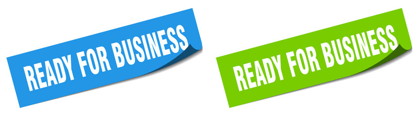 ready for business paper peeler sign set. ready for business sticker