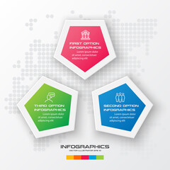 Pentagon element for infographic,Business concept with 3 options,Vector illustration.
