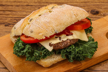 Italian ciabatta bread with burger