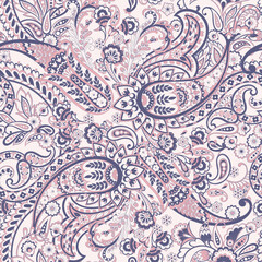 paisley floral vector pattern in damask style. seamless background