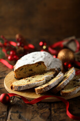 Traditional homemade stollen with raisins