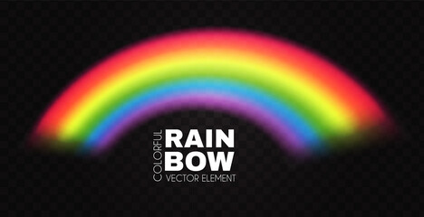 Rainbow arch on transparent background. Realistic spectrum color effect.