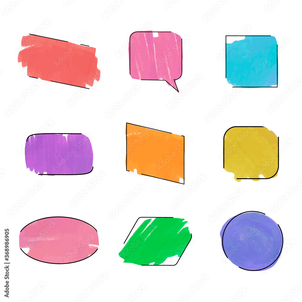 Wall mural vector collection of colorful frames isolated on white background, diffect colors, blank frames, bru
