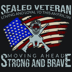 Skull and gun veteran T-shirt gun With Premium Vector