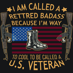 USA Veteran Boot Army Flag Design Premium Vector