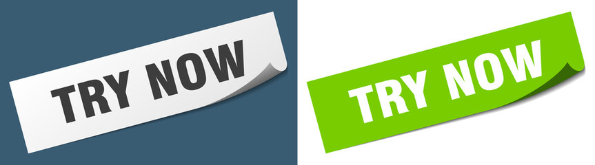 try now paper peeler sign set. try now sticker