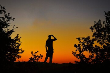 silhouette of a girl in a sunset