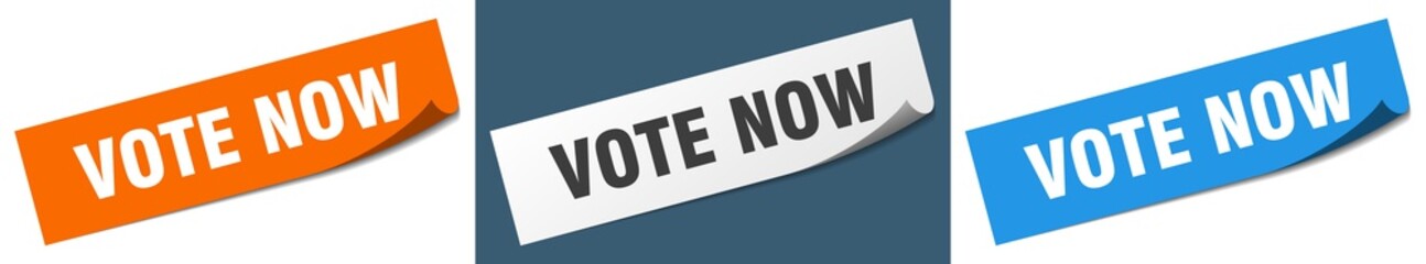 vote now paper peeler sign set. vote now sticker