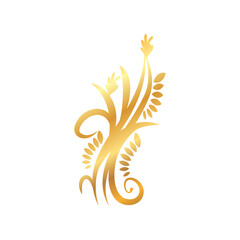 golden floral ornament on white background