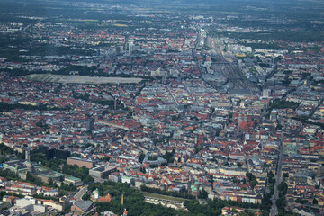Fototapeta na wymiar München Zentrum von oben 5.7.2020