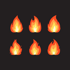 Fire Isolated vector icon collection bonfire logo design illustration © Vexper