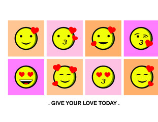 colorful emoji love, romantic, smiley, heart