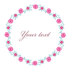 Watercolor frame for lettering ang invitation. Flowers and leaves.