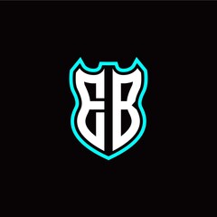 E B initial logo design with shield shape