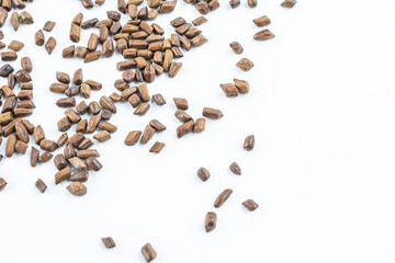 Cassia seed tea on white background