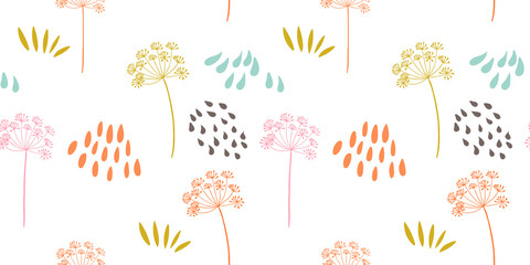 fennel, dill and doodles  pattern  horizontal