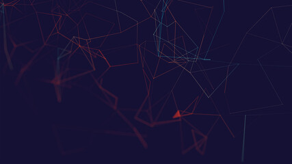Abstract polygonal space low poly dark background with connecting dots and lines.