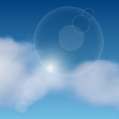 Sunny background with clouds on blue sky