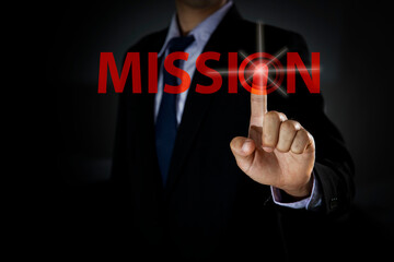 business pushing on Mission button  concept