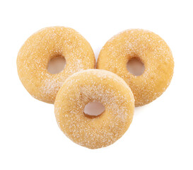 three plain sugar donuts