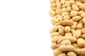 Dried peanuts isolated on white background, cutout