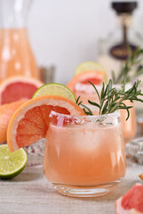 cocktail of fresh pink Palomas.