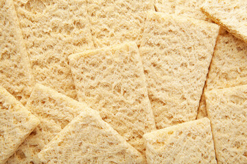 A slices of wheat crispbread background. Healthy food