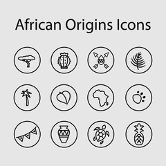 Set of African contour icons used for social media, shops, web sites
