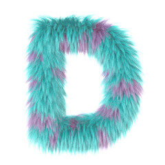 3d cartoon fun animal fur letter D