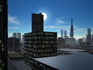 3D illustration of urban city
