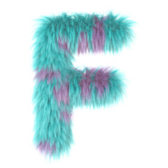 3d cartoon fun animal fur letter F