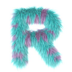 3d cartoon fun animal fur letter R