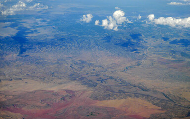 Beautiful mountains and valleys of the desert American southwest with red, blue and green scenery...