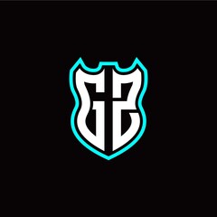 G Z initial logo design with shield shape