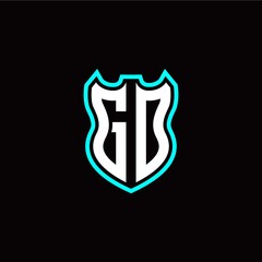 G O initial logo design with shield shape
