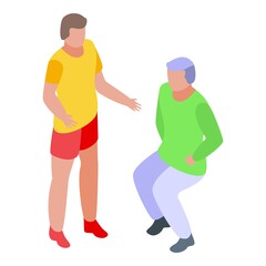 Senior man personal trainer icon. Isometric of senior man personal trainer vector icon for web design isolated on white background