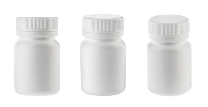 medicine white pill bottles isolated without shadow - photography