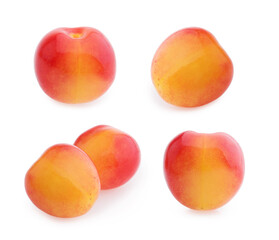 Yellow cherries isolated on white background