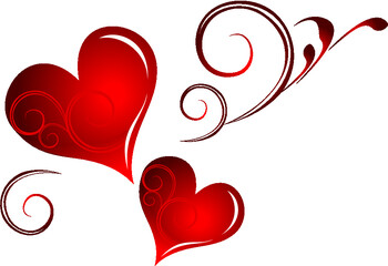 red hearts on white background