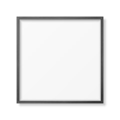 Vector 3d Realistic Square Black Wooden Simple Modern Frame Icon Closeup Isolated on White. It can be used for presentations. Design Template for Mockup, Front View