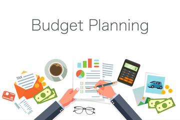 Budget planning concept in flat style. web sites, infographic. Vector illustration. - Vector