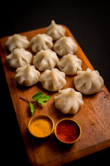 Modak is an Indian sweet popular in states of Maharashtra, Goa. The sweet filling on the inside consists of freshly grated coconut and jaggery while the outer shell is made from rice flour or semolina
