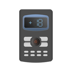 Black remote control from the air conditioner 3d. Realistic vector remote control. Isolated on white background.