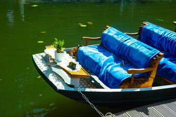 Spreewald Kahn at a jetty waits for tourists