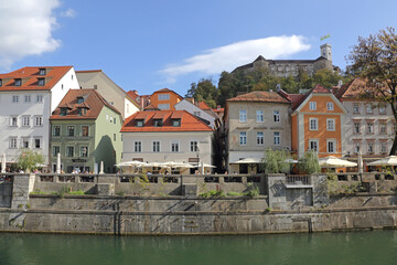 Fototapeta na wymiar Ljubljanica River in Ljubljana Slovenia