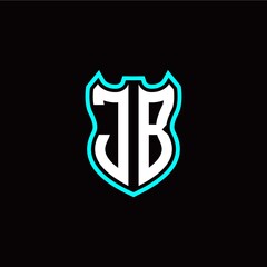 J B initial logo design with shield shape