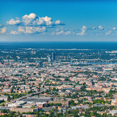 aerial view over the Riga city