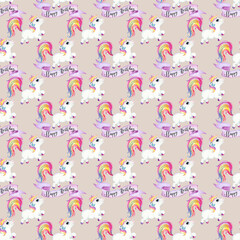 Seamless Watercolor Pattern with unicorns